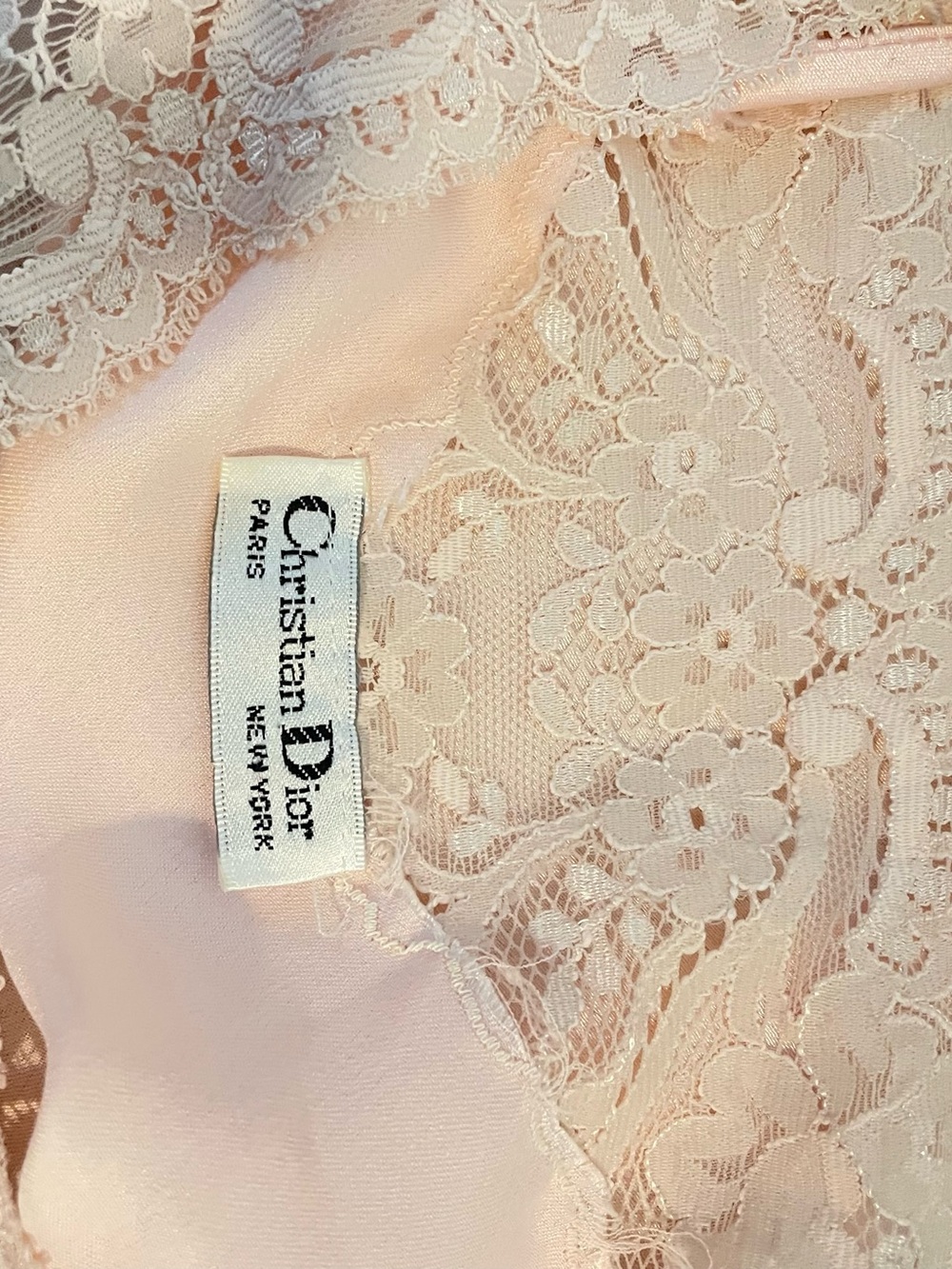 VTG Dior Satin Lace Trim Spaghetti Strap Cami - Blush Pink Sz XS - Picture 6 of 6